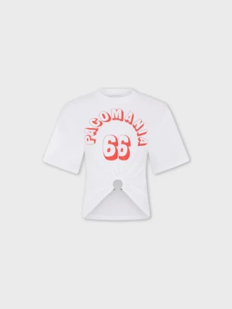 Camiseta estampada de algodón con detalle de piercing