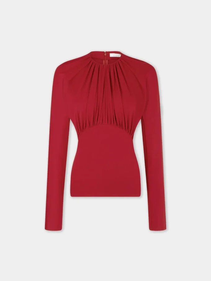 Top de jersey con detalles fruncidos