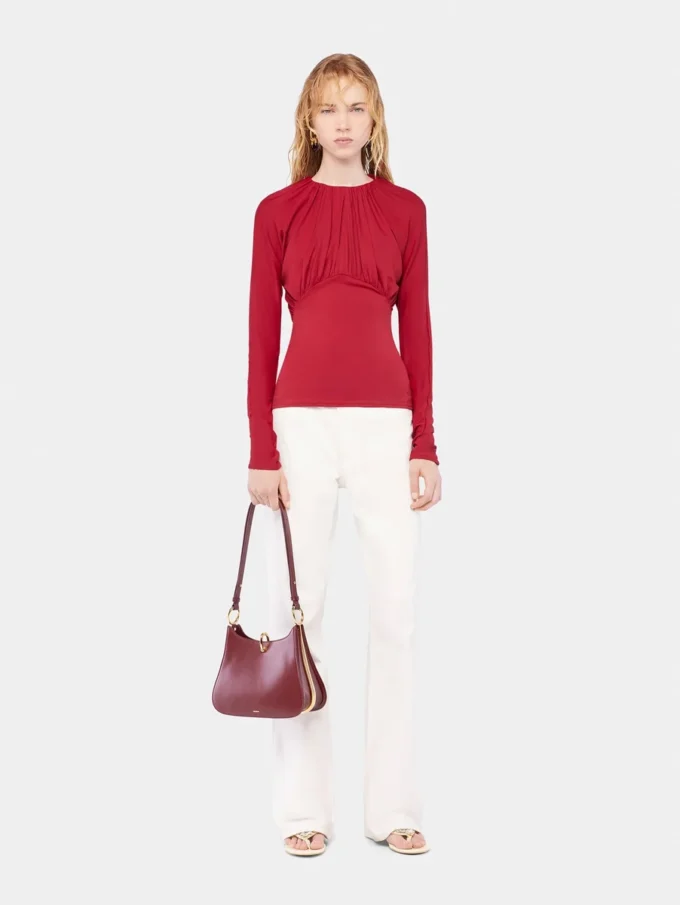 Top de jersey con detalles fruncidos