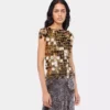 Top dorado con discos brillantes Top dorado con discos brillantes